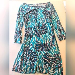 Stylish Zebra Print Dress in Blue and Black